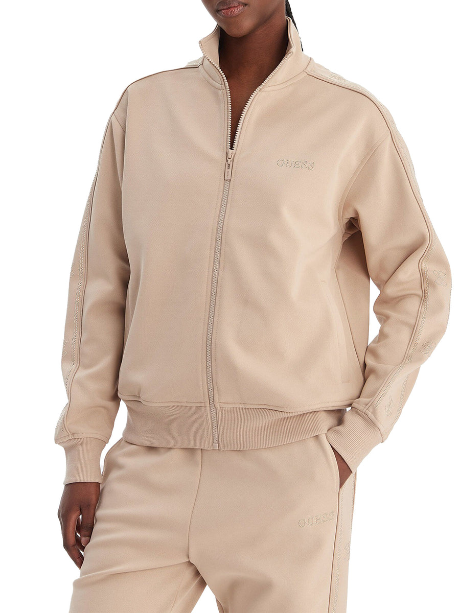 Felpa Guess Donna con zip octavia sabbia