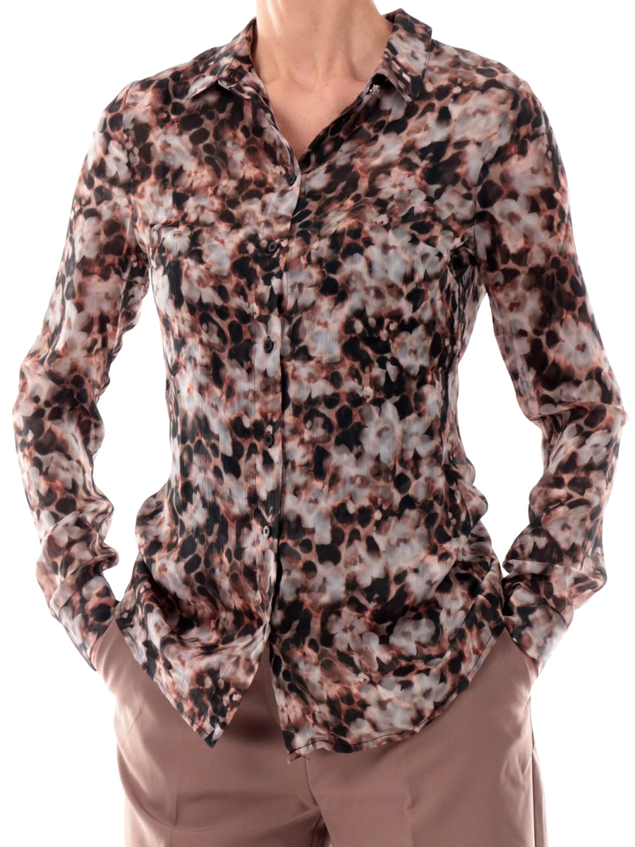 Camicia maniche lunghe Guess donna modello clouis stampa safari bloom