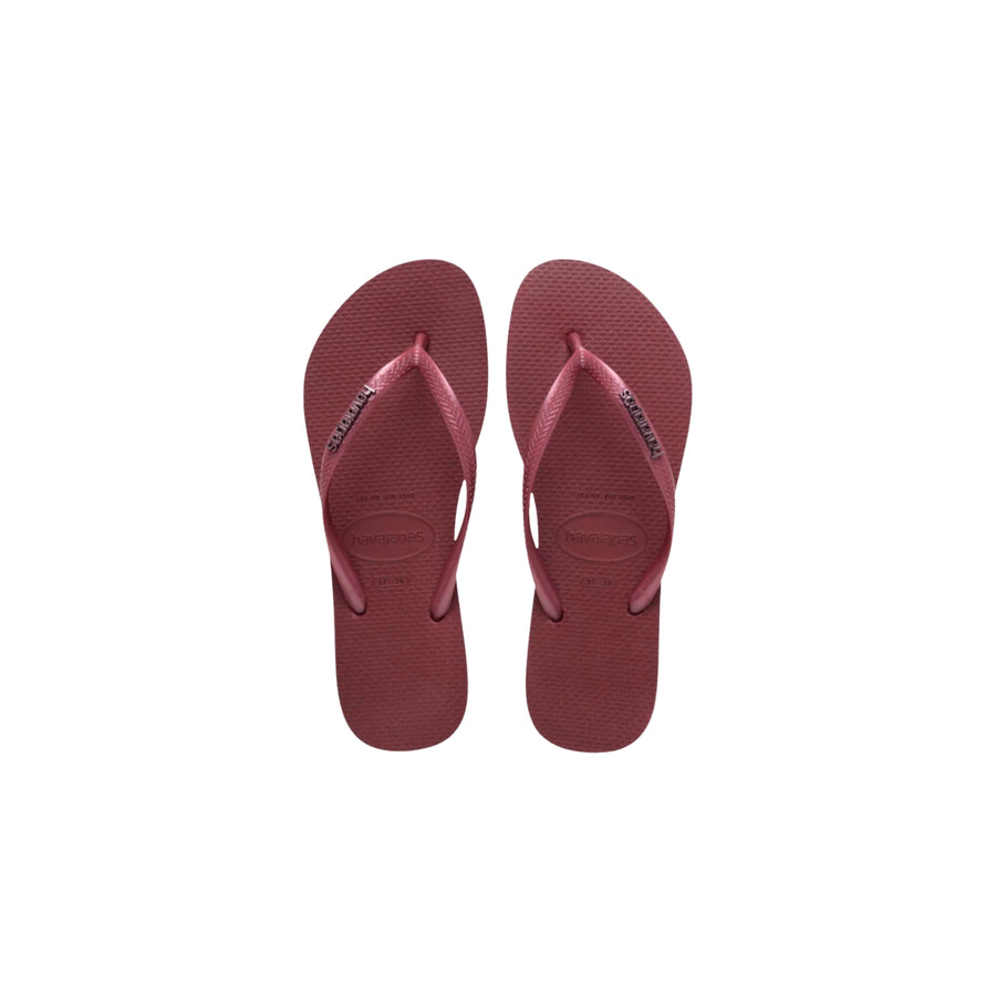 Infradito mare modello slim logo metallic amaranto