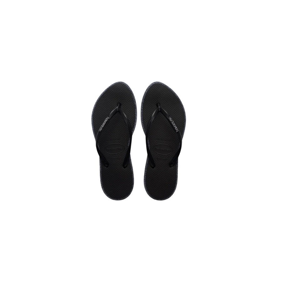 Infradito mare modello slim point glitter nero
