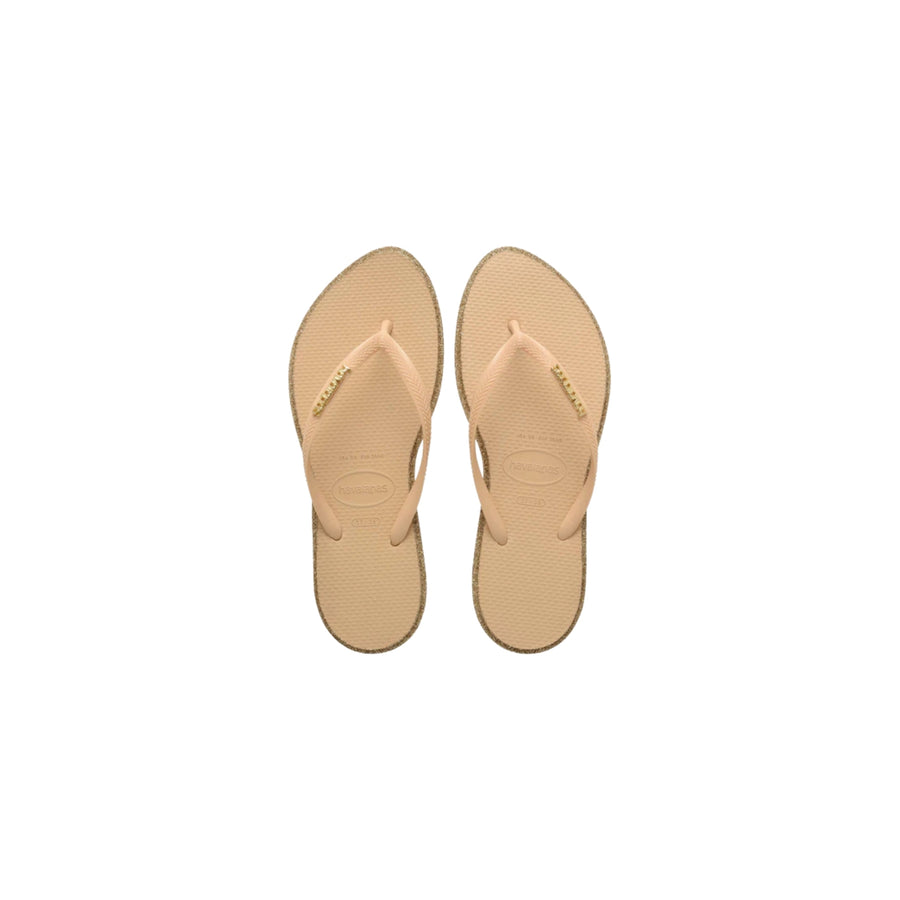 Infradito mare modello slim point glitter moro/oro