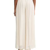 Pantalone Haveone donna palazzo misto seta rosa antico
