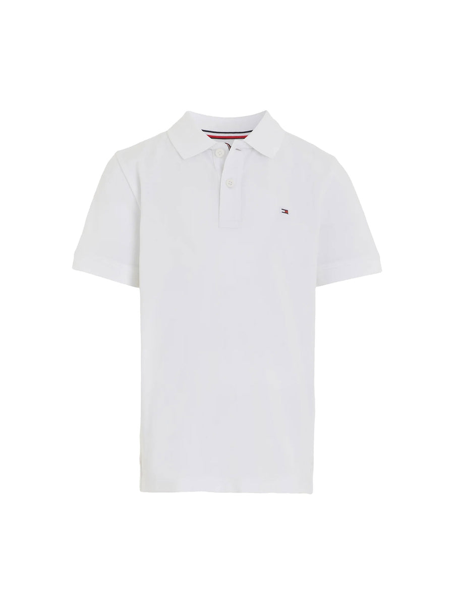 Polo Tommy Hilfigher Ragazzo logo flag bianco