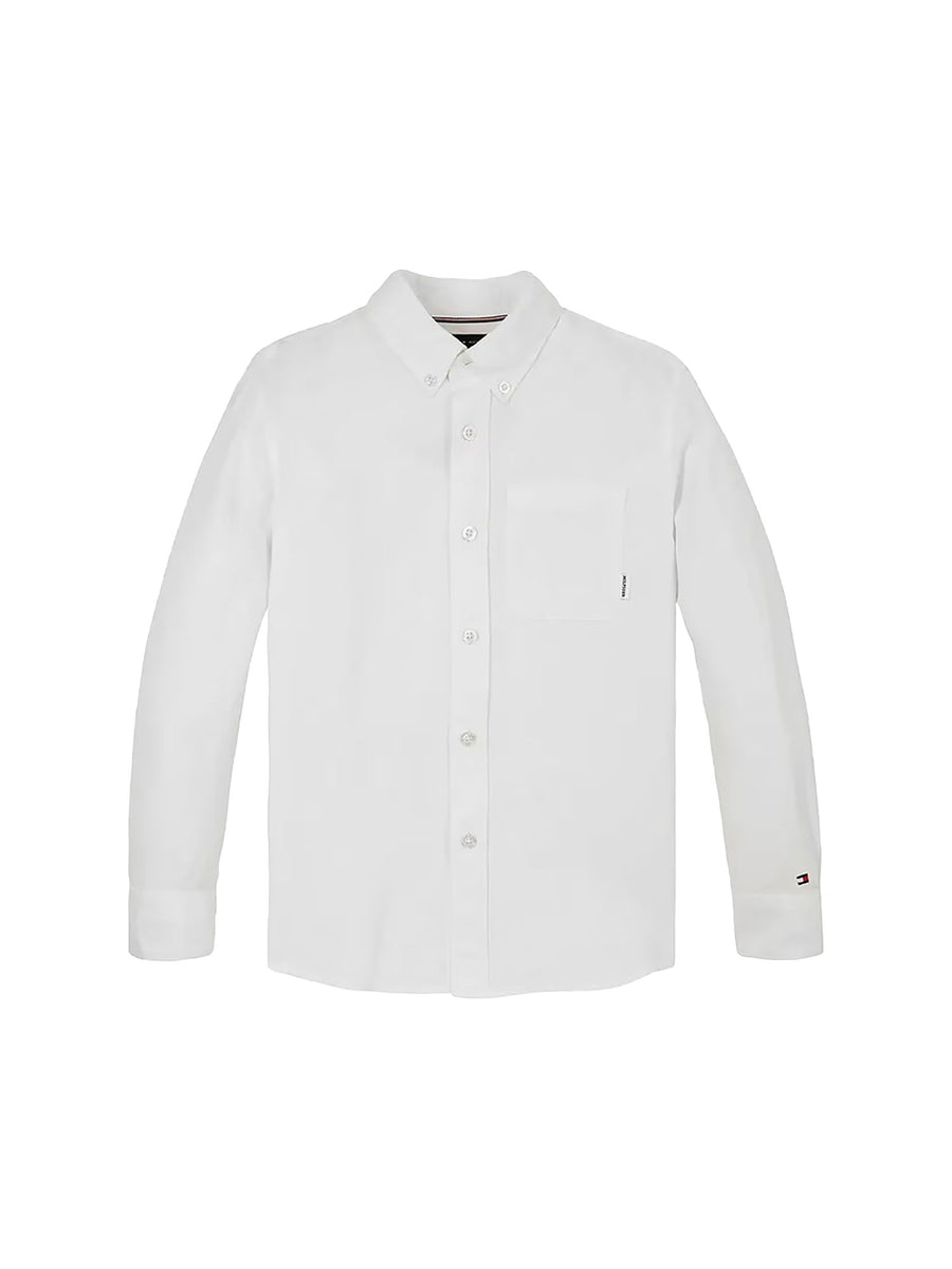 Camicia Tommy Hilfigher Bambino relaxed linen blend bianco