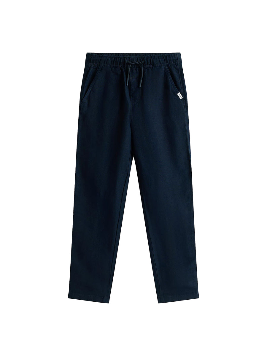 Pantalone chino Tommy Hilfigher Bambino con coulisse misto lino blu