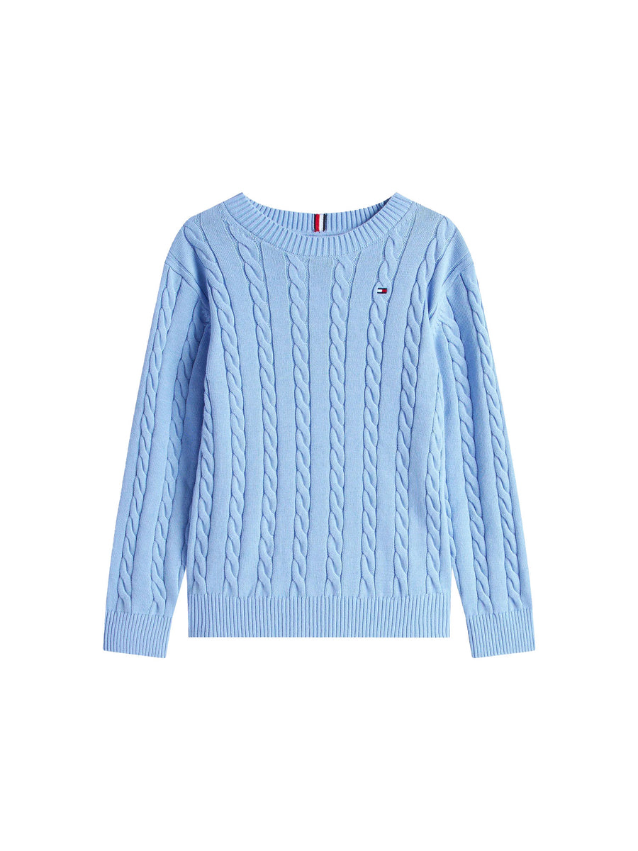 Girocollo Tommy Hilfigher Bambino cotton cable azzurro