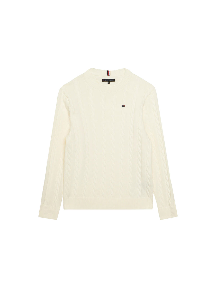 Girocollo Tommy Hilfigher Bambino cotton cable avorio