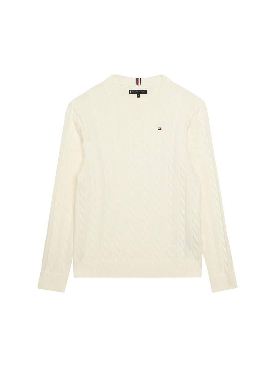 Girocollo Tommy Hilfigher Ragazzo cotton cable avorio