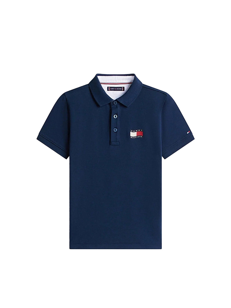 Polo Tommy Hilfigher Bambino ithica wavy flag blu
