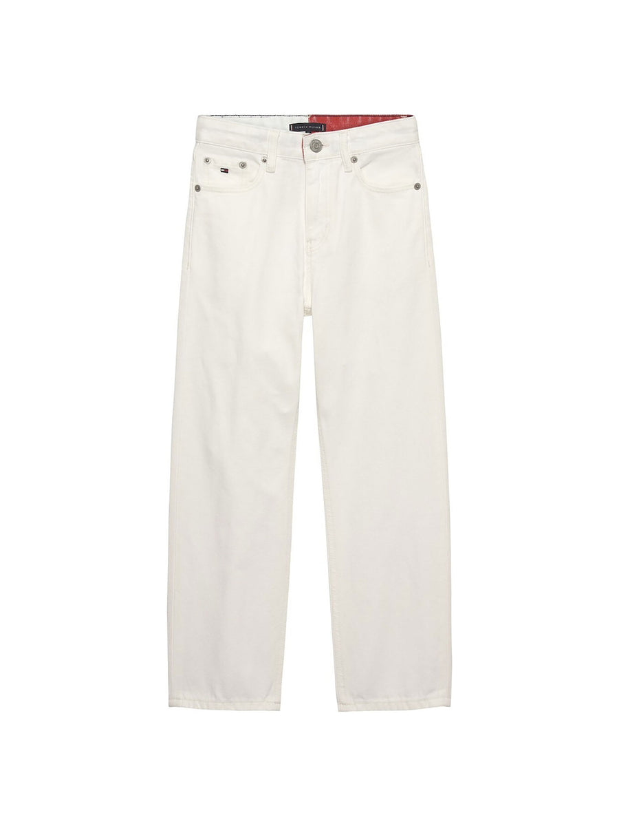 Pantalone Tommy Hilfigher Bambino heritage flag denim color bianco