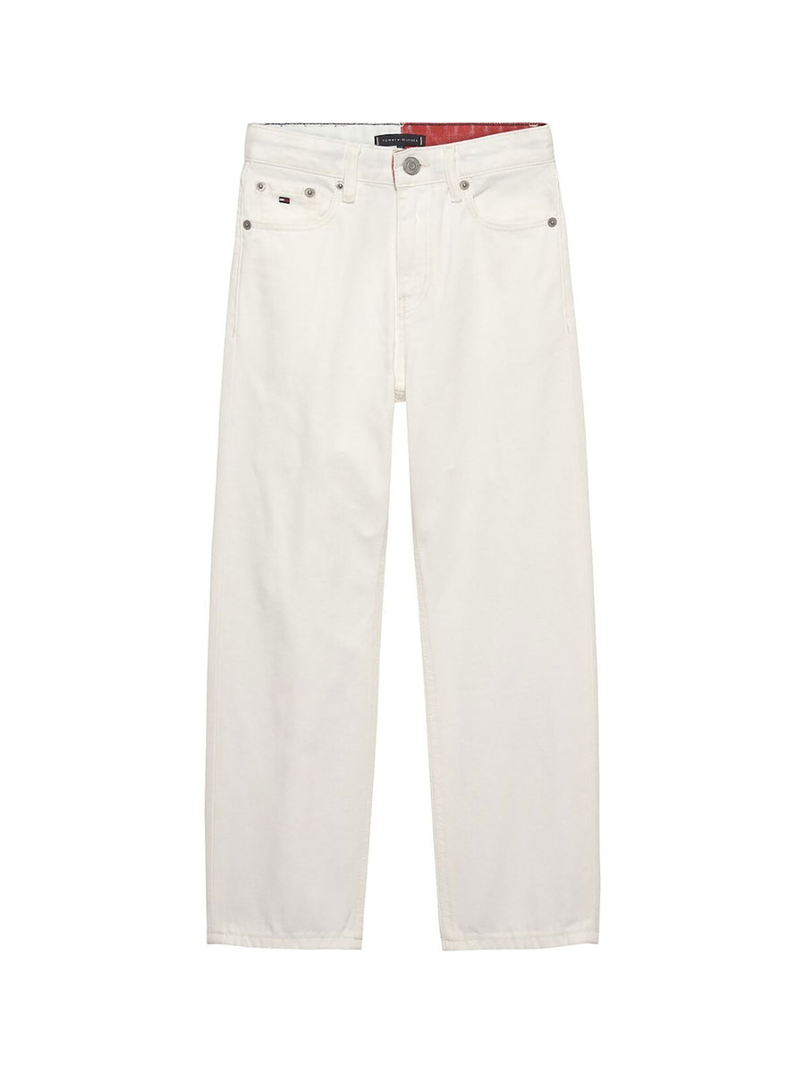 Pantalone Tommy Hilfigher Ragazzo heritage flag denim color bianco