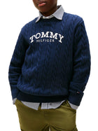 Girocollo Tommy Hilfigher Bambino graphic cable blu