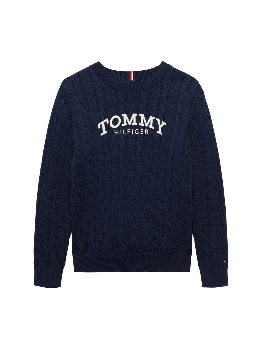 Girocollo Tommy Hilfigher Ragazzo graphic cable blu