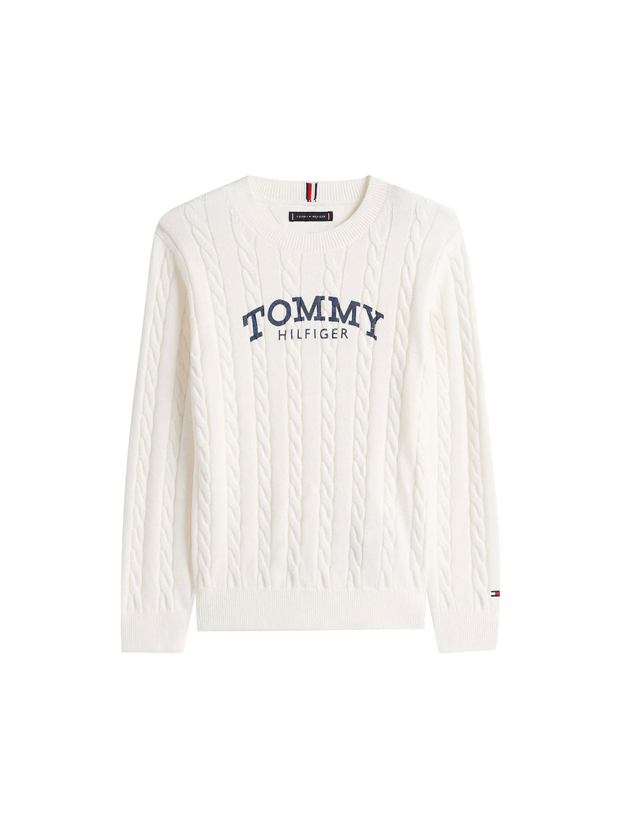 Girocollo Tommy Hilfigher Ragazzo graphic cable avorio