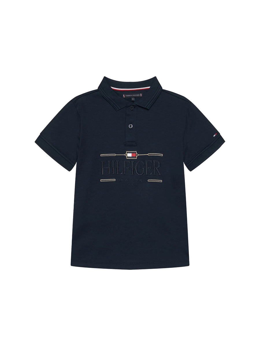 Polo Tommy Hilfigher Bambino icons interlock blu