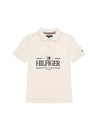 Polo Tommy Hilfigher Bambino icons interlock bianco antico
