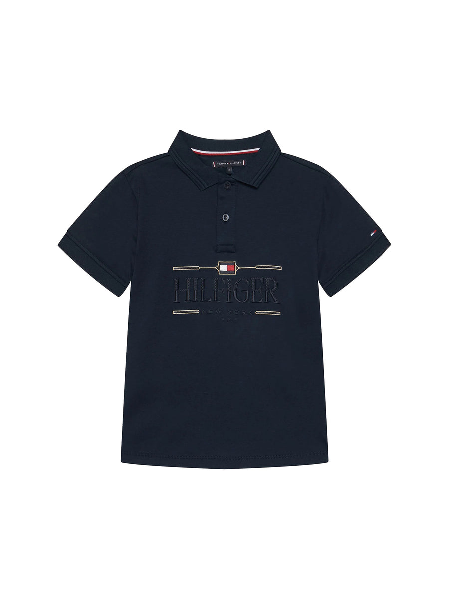 Polo Tommy Hilfigher Ragazzo icons interlock blu