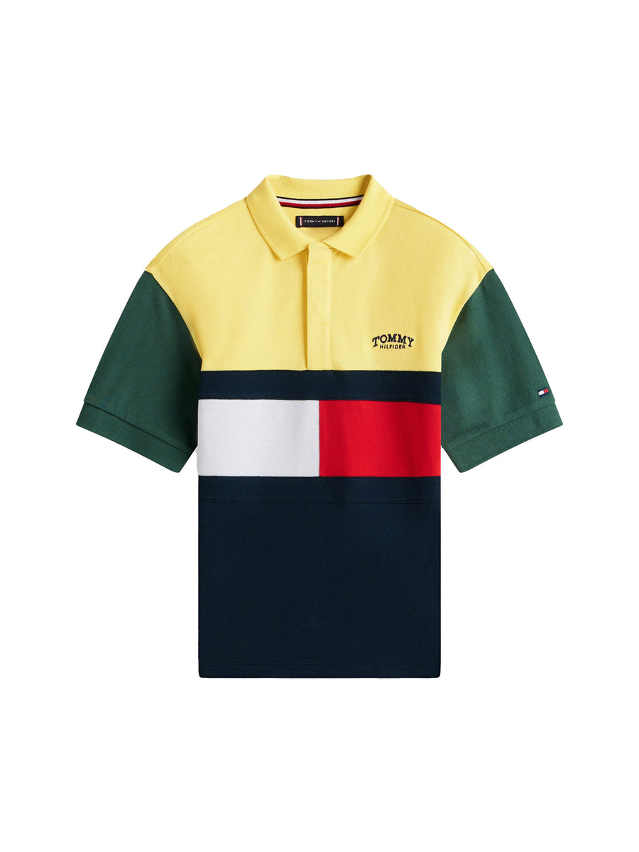 Polo Tommy Hilfigher Bambino rugby colorblock giallo multi