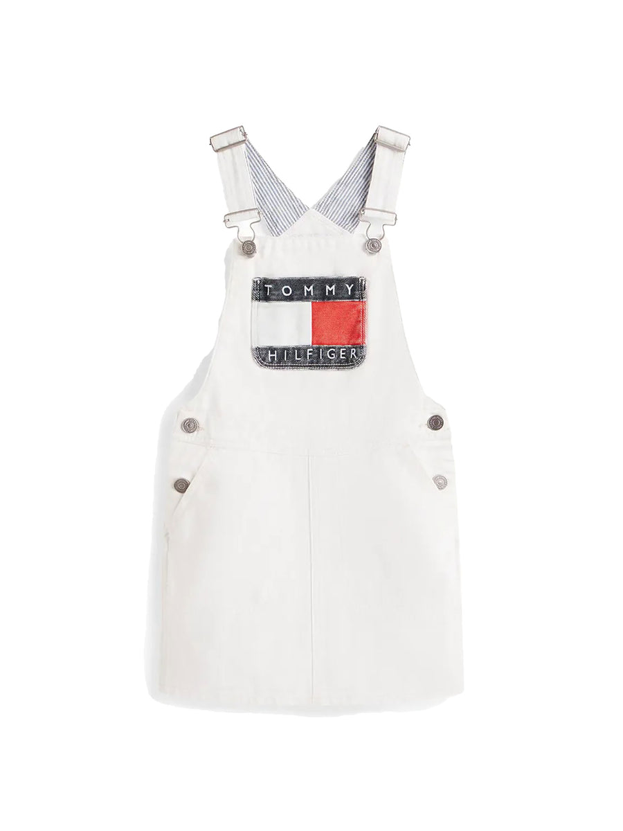 Salopette Tommy Hilfigher Bambina heritage denim color bianco