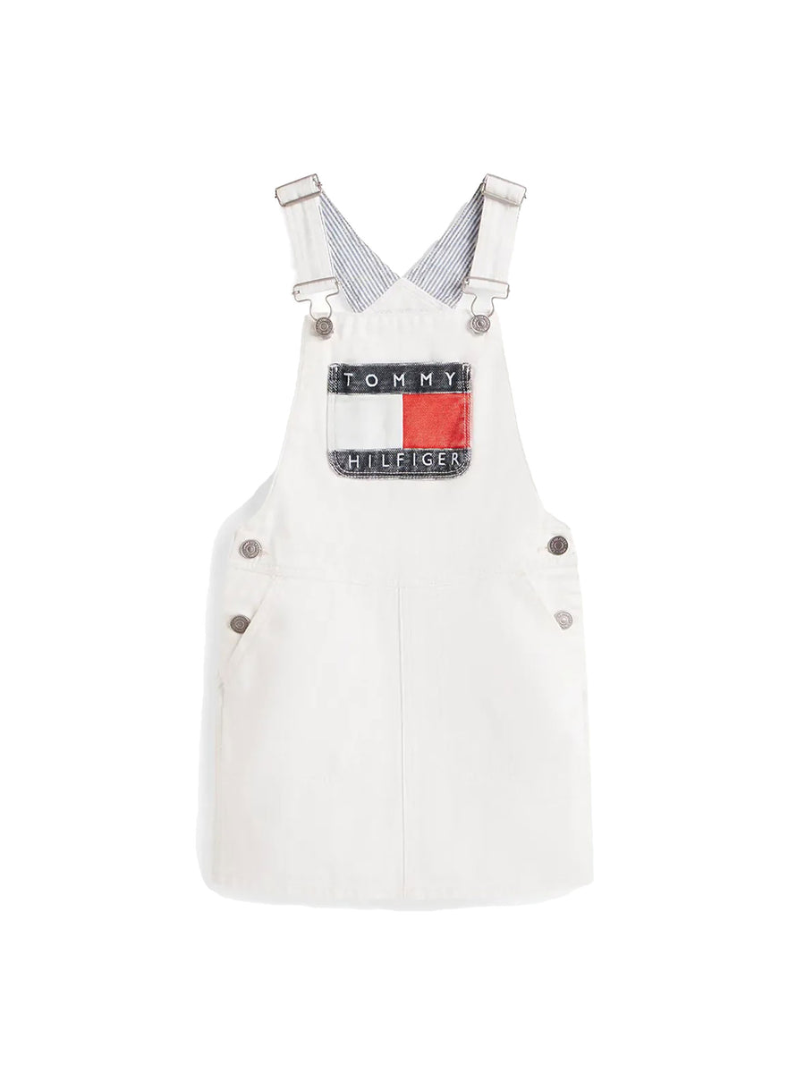 Salopette Tommy Hilfigher Ragazza heritage denim color bianco