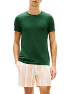 T-shirt con maniche corte Tommy Hilfiger modello slim stretch verde