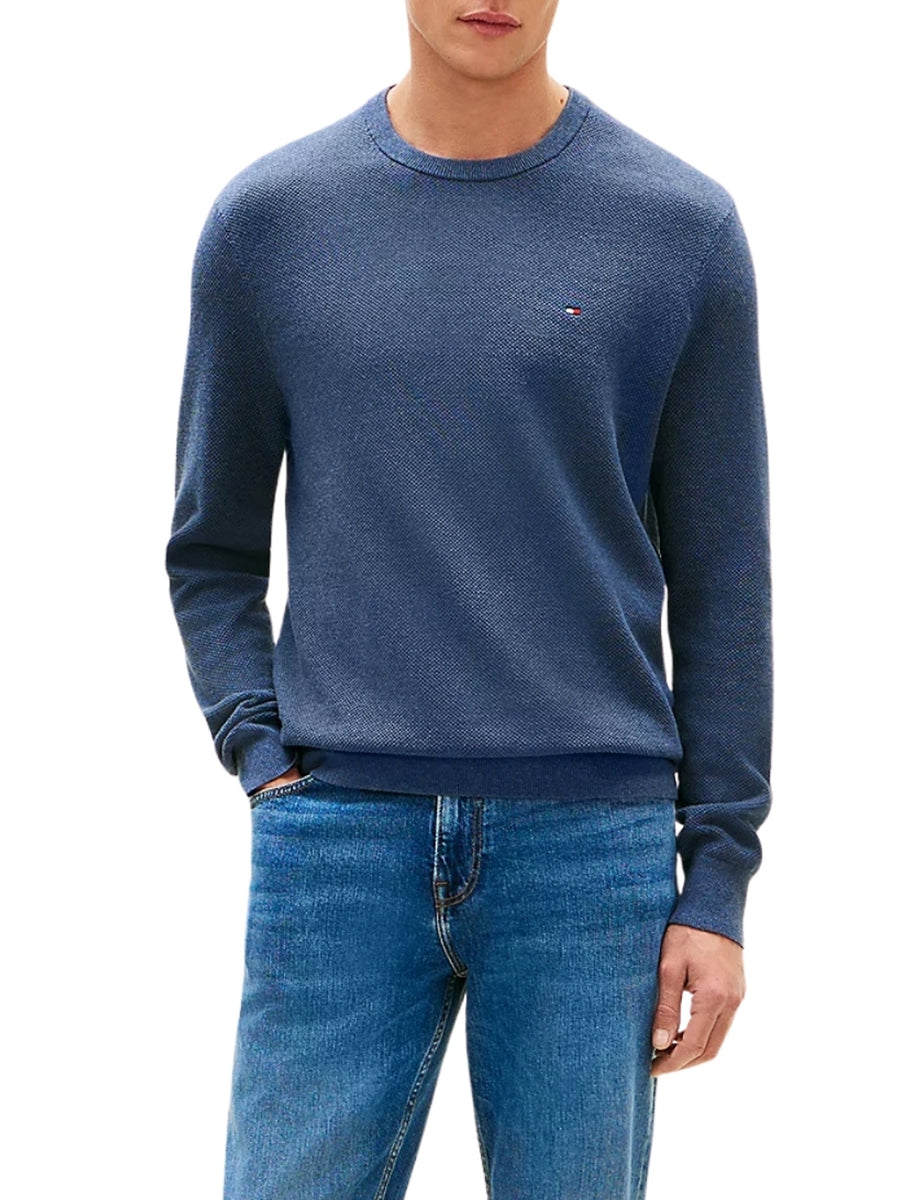 Maglia a girocollo con maniche lunghe Tommy Hilfiger modello essential structure blu medio