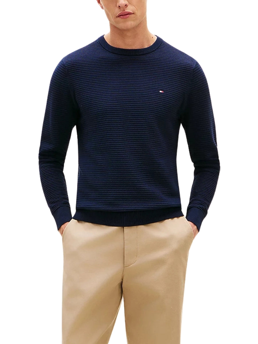 Maglia a girocollo con maniche lunghe Tommy Hilfiger modello seasonal structure blu