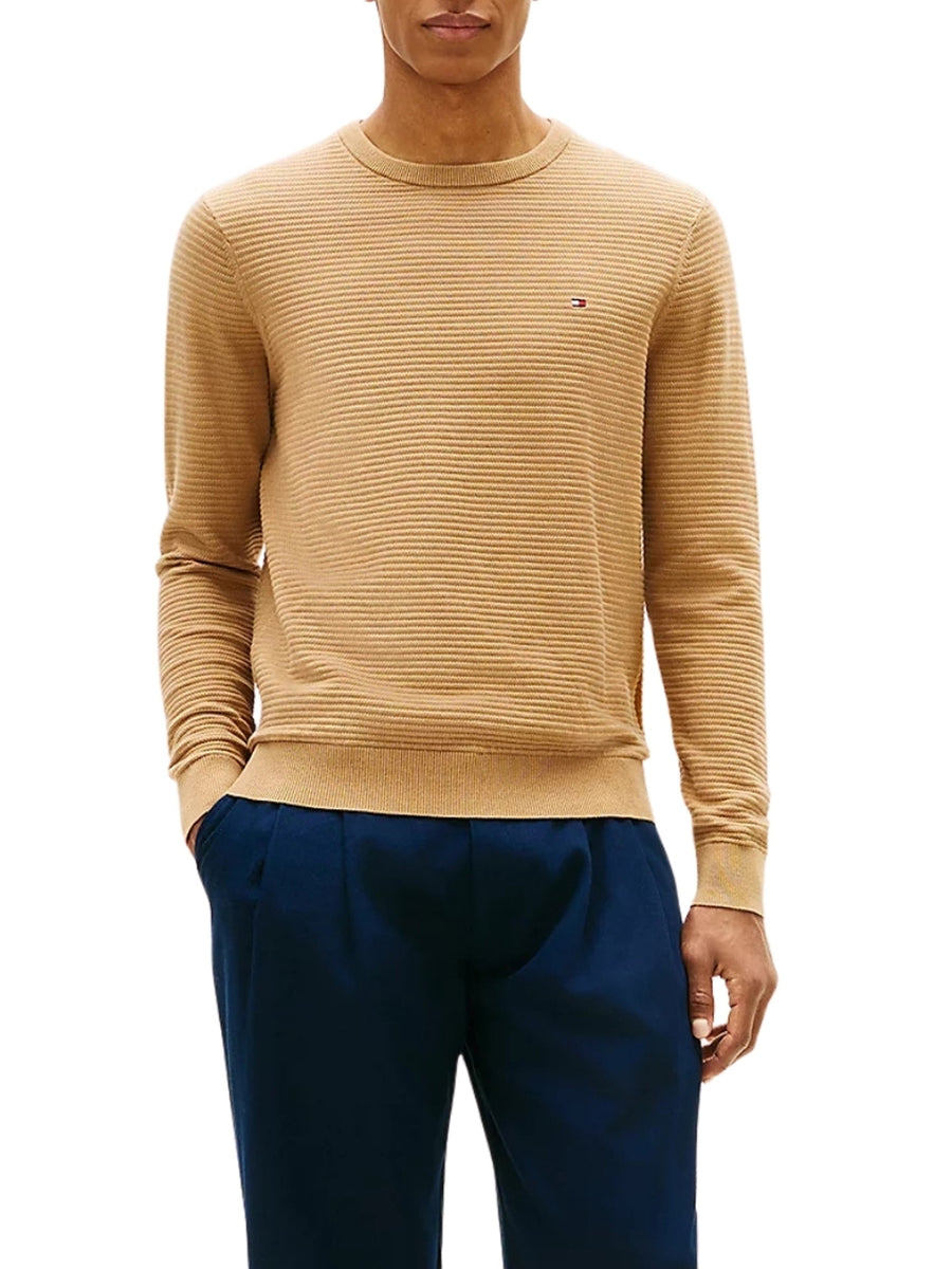 Maglia a girocollo con maniche lunghe Tommy Hilfiger modello seasonal structure sabbia