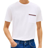 T-shirt con maniche corte Tommy Hilfiger modello pocket global stripe bianco