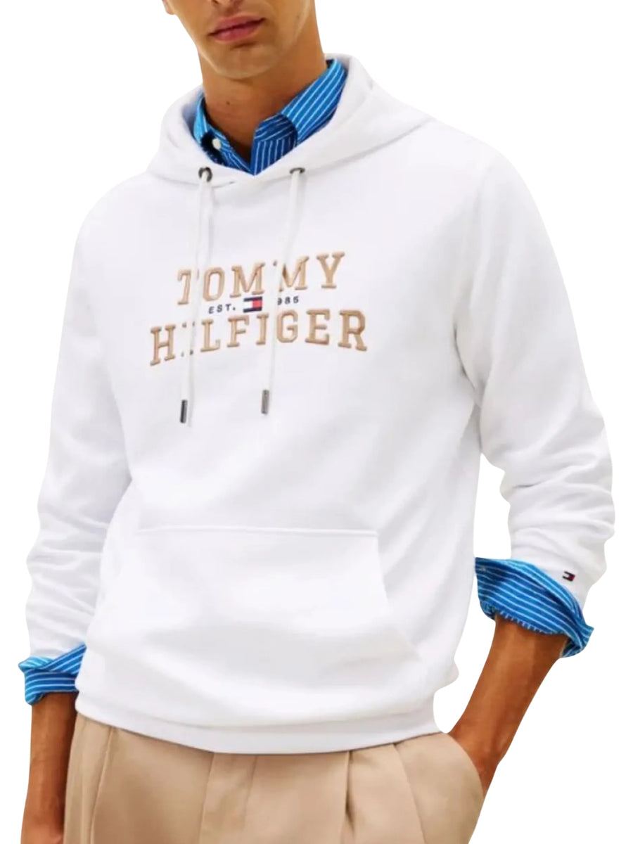Felpa con cappuccio Tommy Hilfiger modello icon intechno bianco