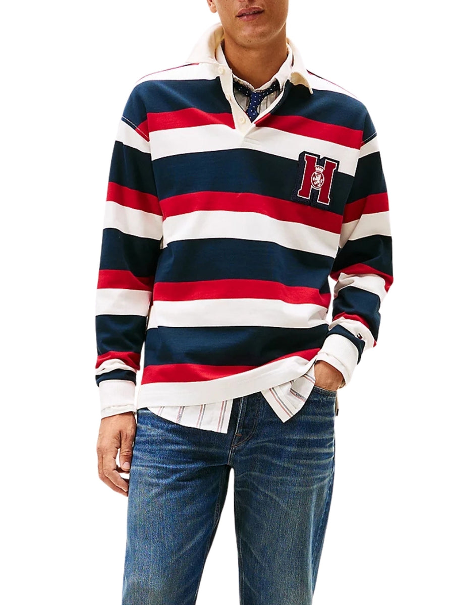 Felpa rugby con maniche lunghe Tommy Hilfiger modello crest striped ecru’ multi