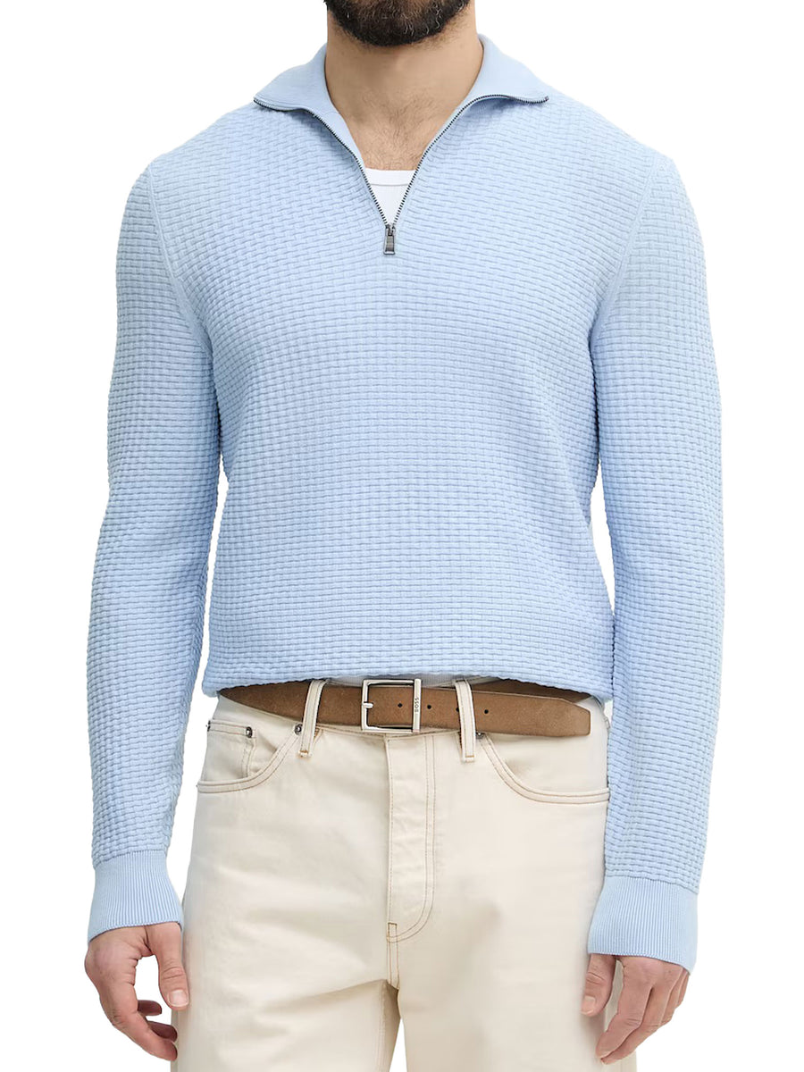 Lupetto Boss uomo con mezza zip H-Ulicio blu