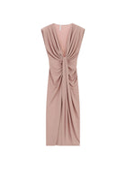 Abito Imperial Donna smanicato lungo arricciato Cipria