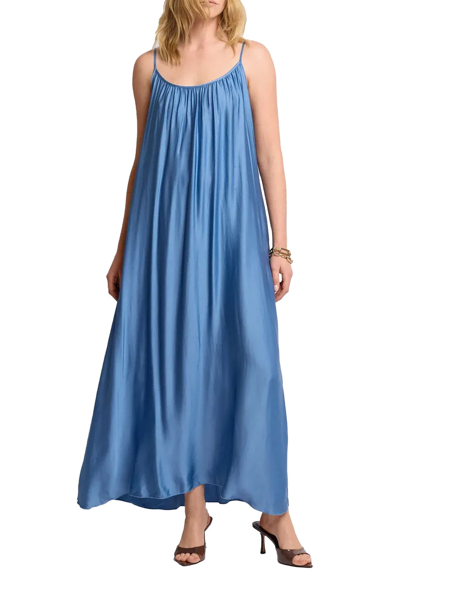 Abito Kocca Donna lungo in raso azzurro