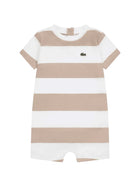 Pagliaccetto manica corta Lacoste neonato stripe beige
