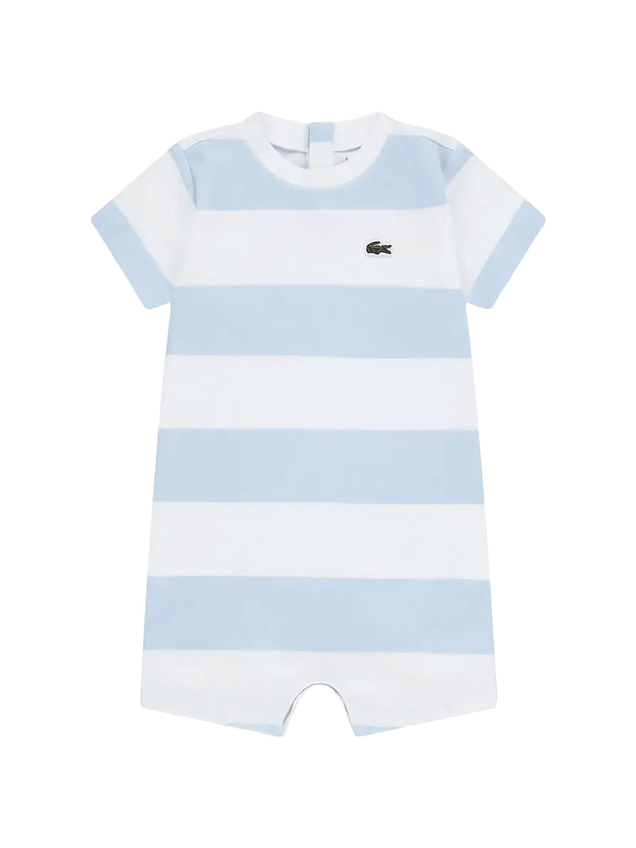 Pagliaccetto manica corta Lacoste neonato stripe celeste