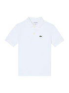 Polo manica corta Lacoste bambino petit piquet bianco