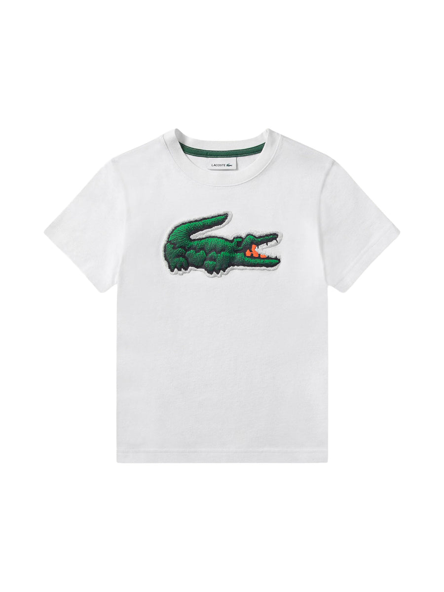 T-shirt manica corta Puff Lacoste ragazzo bianco