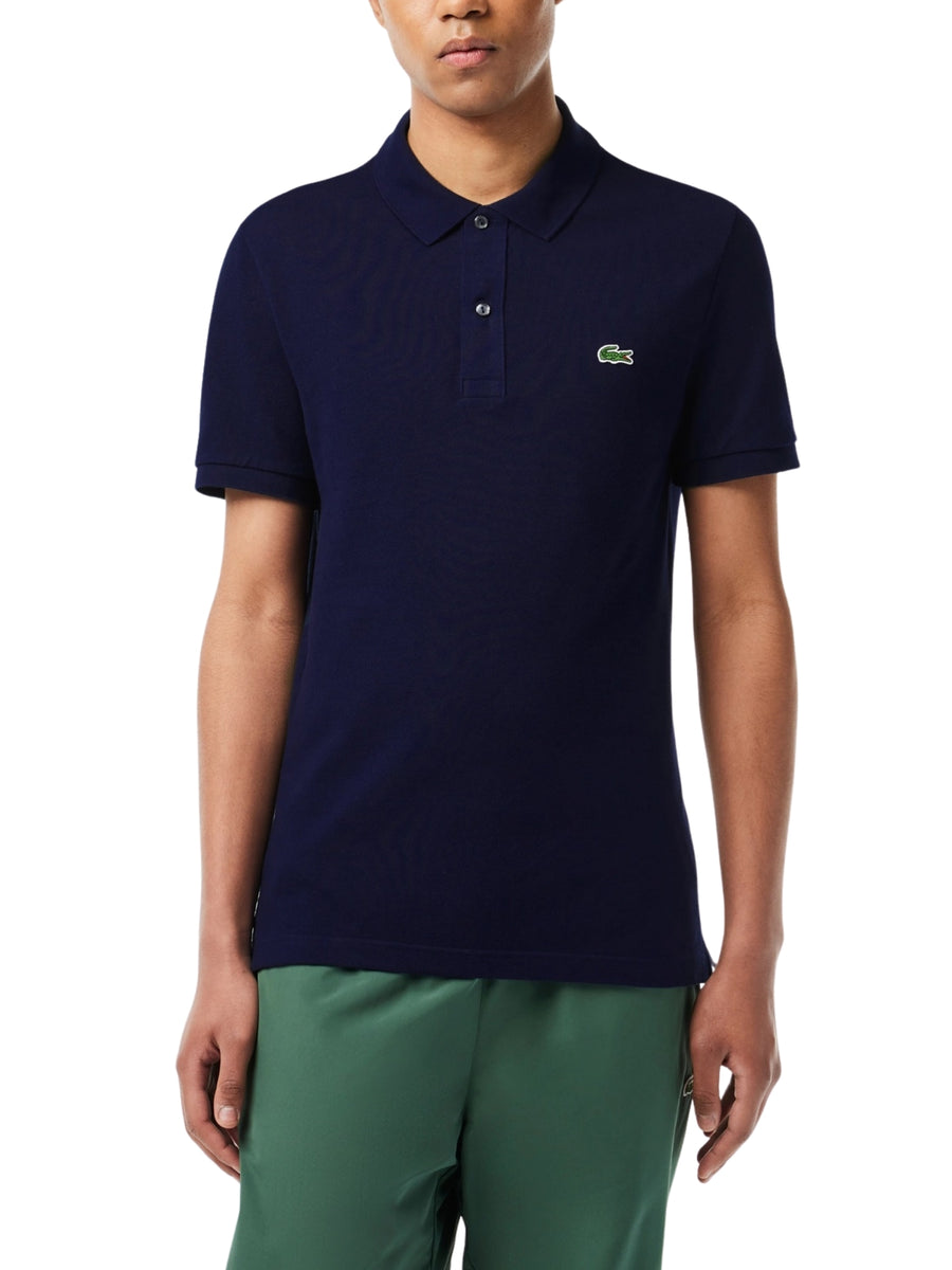 Polo Lacoste uomo con maniche corte modello slim piquet blu