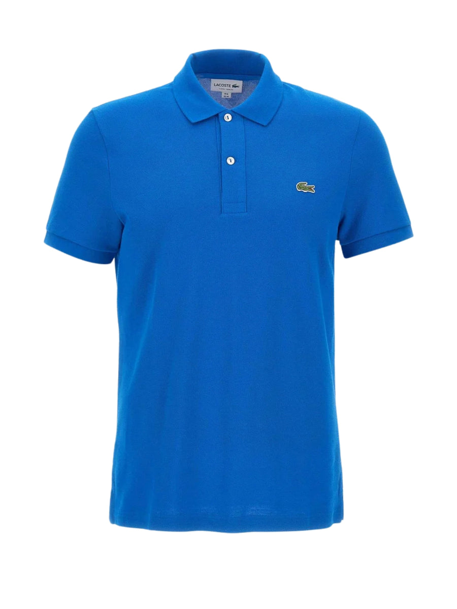 Polo Lacoste uomo con maniche corte modello slim piquet azzurro