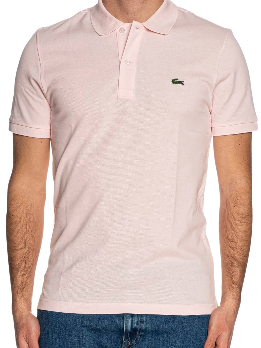 Polo Lacoste uomo con maniche corte modello slim piquet rosa