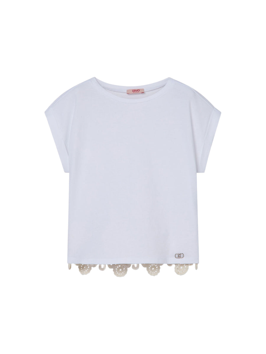 T-shirt Liu Jo Ragazza manica corta in jersey 
 BIANCO