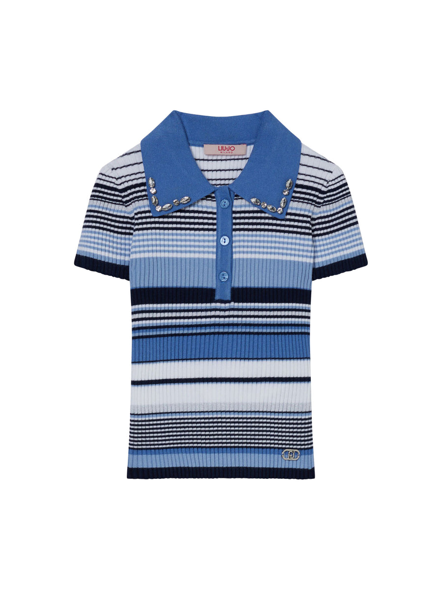 Polo Liu Jo Ragazza manica corta stripe
 Celeste multi