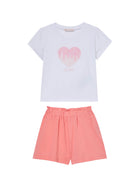 Completo Liu Jo bambina 2 pz. (T-S+Short) bianco/corallo