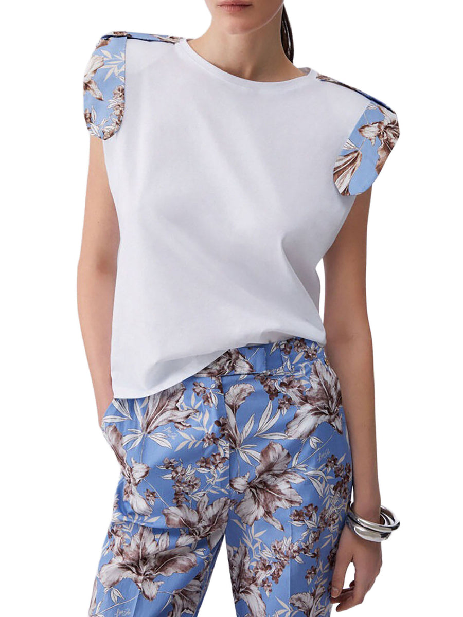 T-shirt Liu Jo Donna manica corta con spalline imbottite bianco MULTI