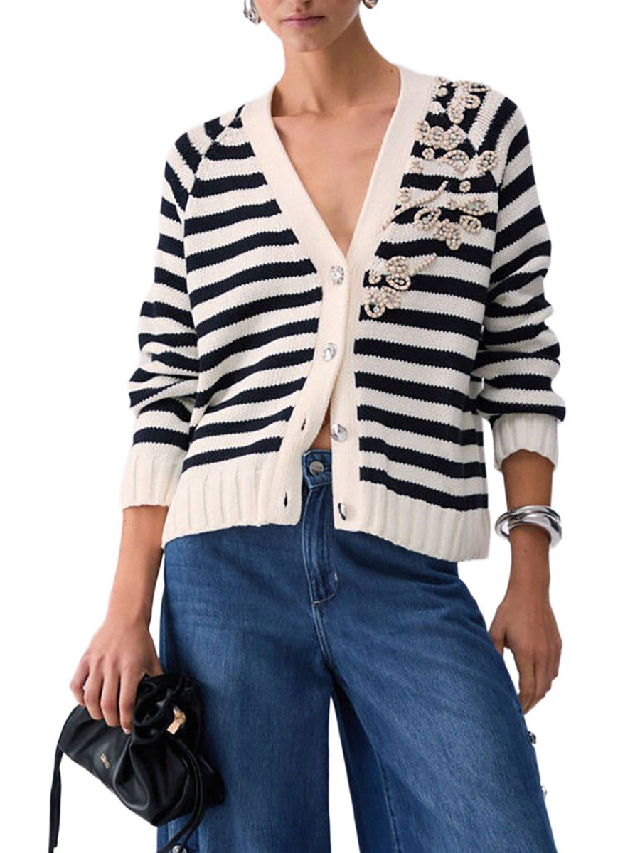Cardigan Liu Jo Donna bt. embroidery  bianco\blu