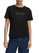 T-shirt Liu Jo donna manica corta Sequins Flowers nero