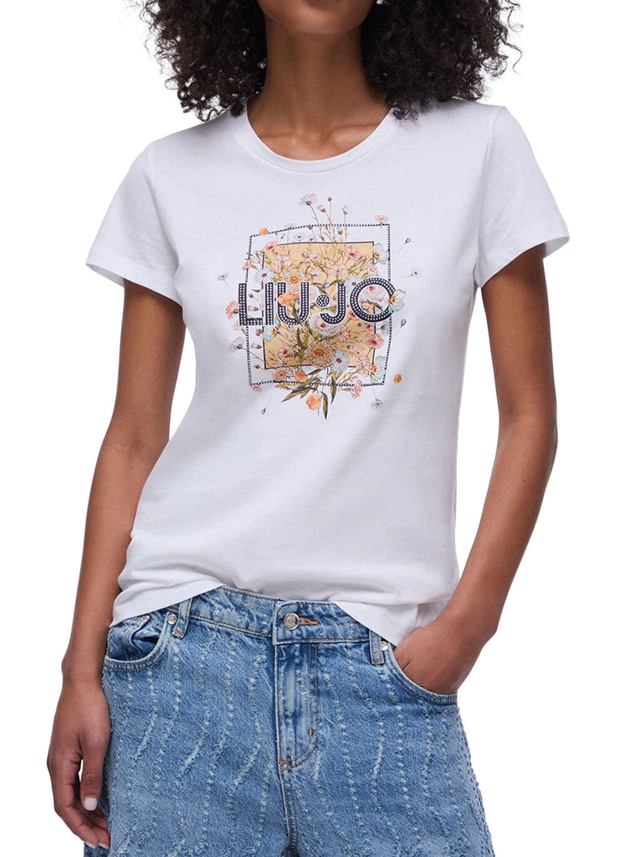 T-shirt Liu Jo Donna manica corta foulard  bianco