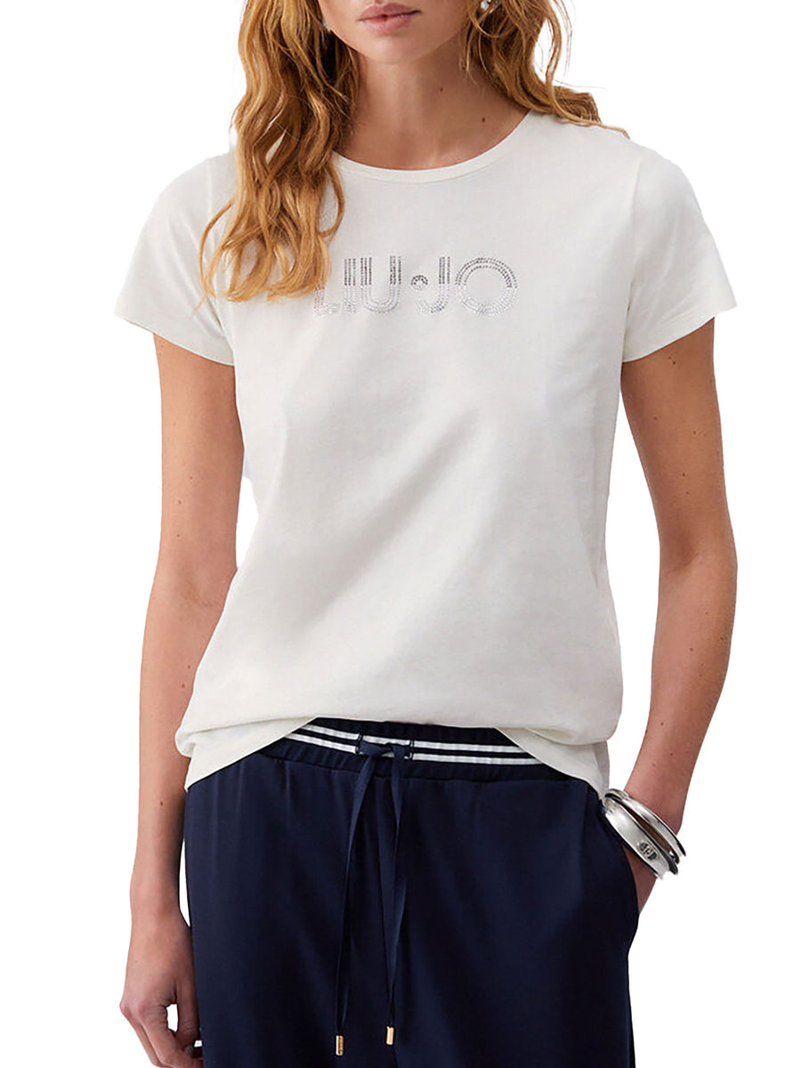 T-shirt Liu Jo donna manica corta Borchiette bianco