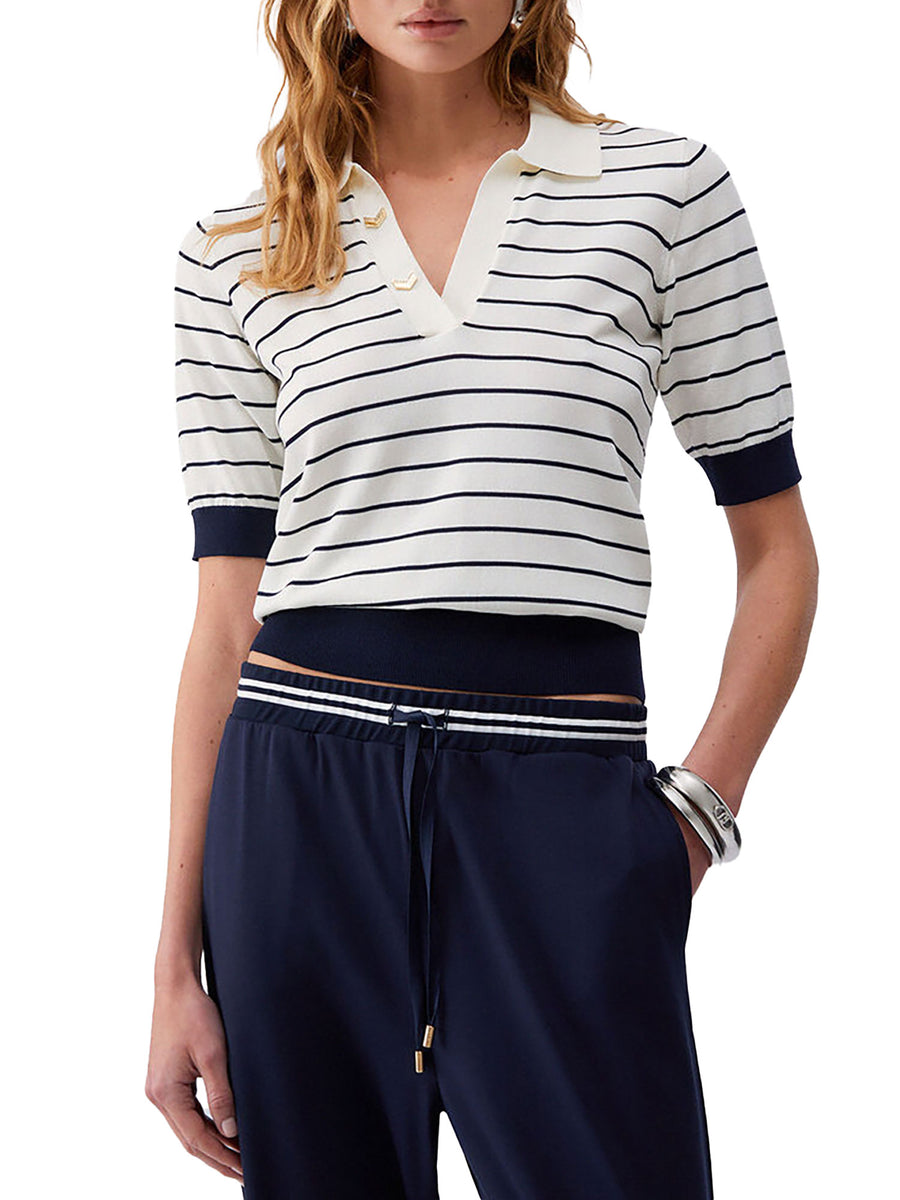Polo Liu Jo donna manica corta Stripe maglia bianco/blu